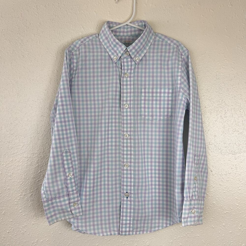 Crewcuts Boys Pastel Checkered Button Down Size 6-7 Excellent Condition Easter